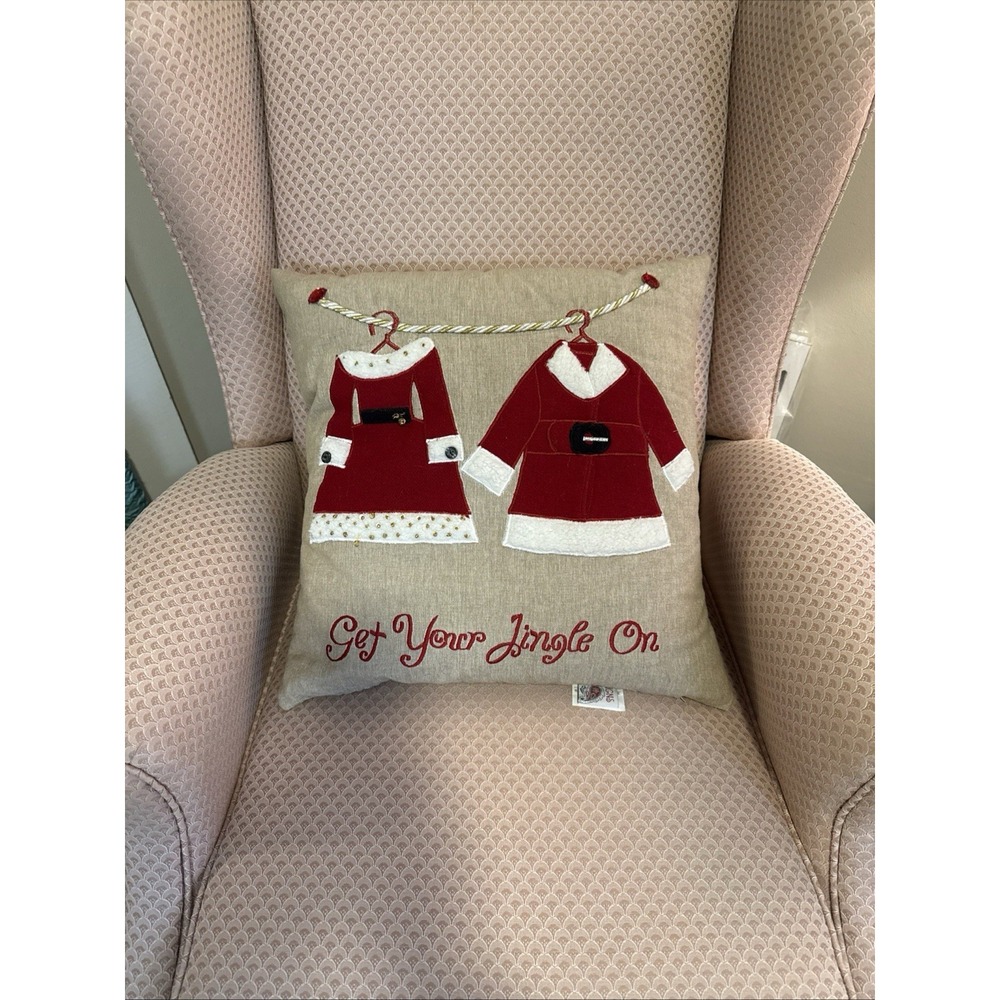DEVI DESIGNS "Get Your Gingle On" Christmas Throw Pillow. 19"Sq.